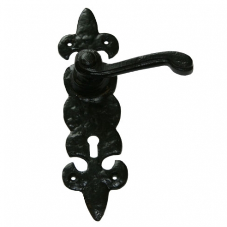 Black Fleur De Lys Lock Handle