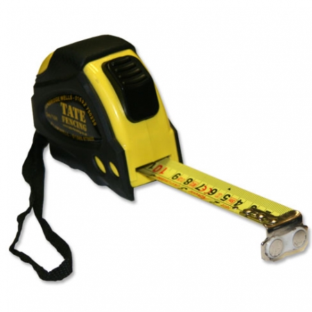 TATE Fencing 5m tape measure, the tape will stay out, until the return button is pressed