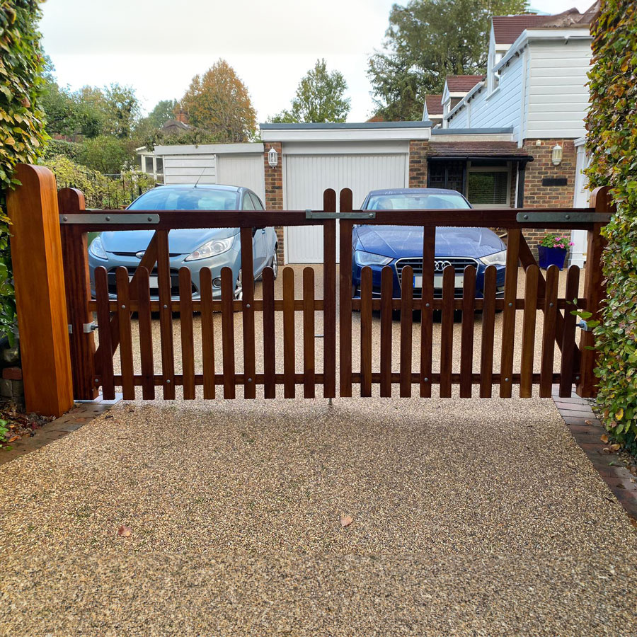 Iroko Hardwood Wealden Gates Pair